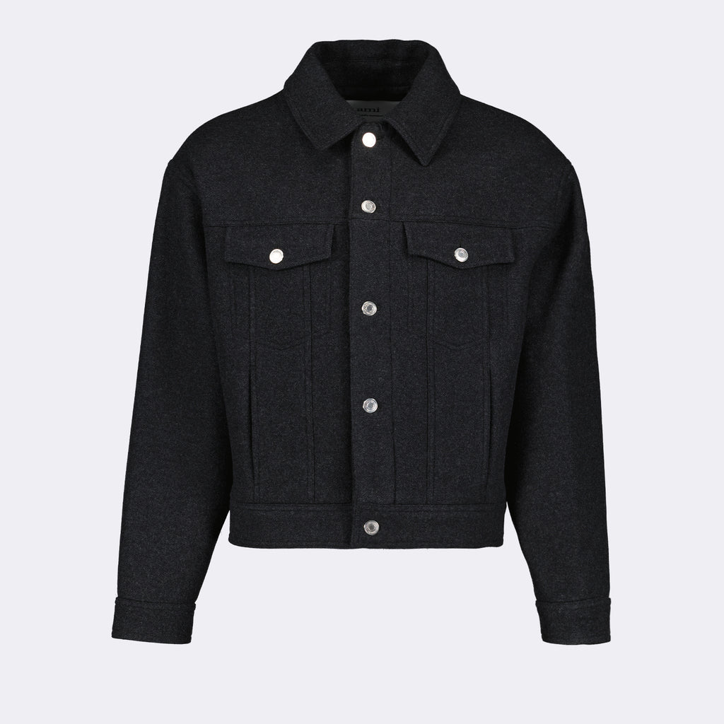 Chaquetas Veste en laine Ami PARIS Gris Unisexo
