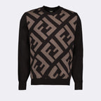 Maille Pull FF Fendi Marron Homme
