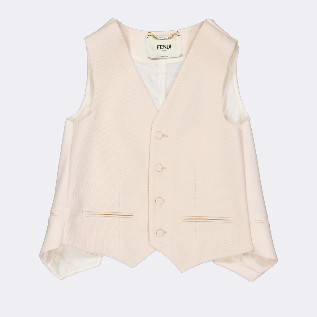 Chaquetas Chaleco Sin Mangas Fendi Beige Femme