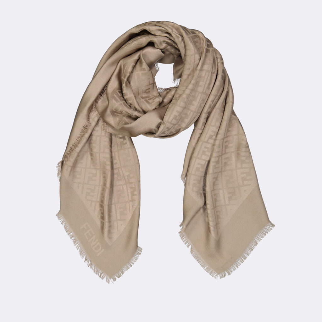 Sciarpe e guanti Châle en soie et laine Fendi Grigio Femme