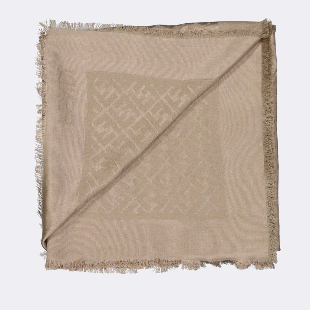 Sciarpe e guanti Châle en soie et laine Fendi Grigio Femme