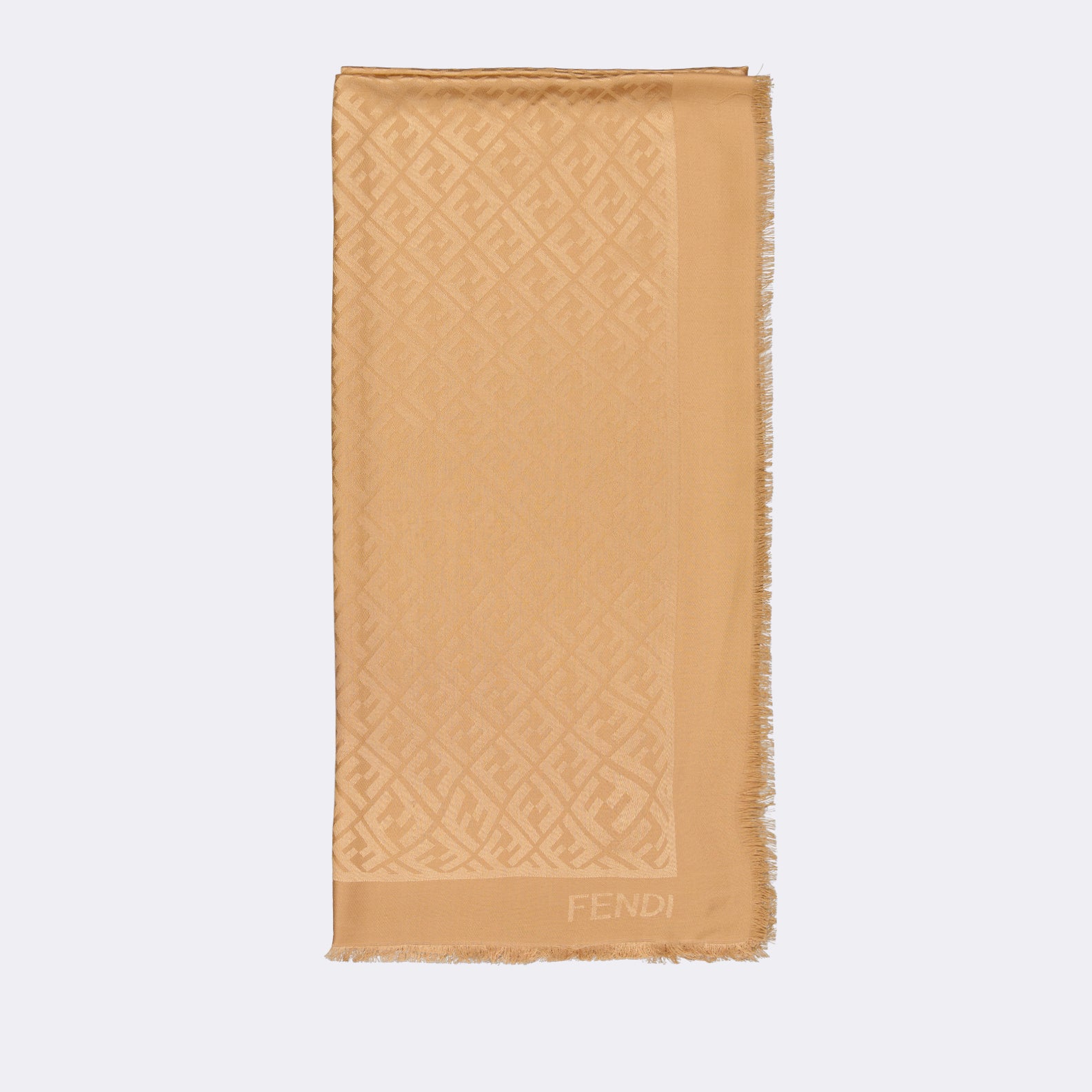 Sciarpe e guanti Châle en soie et laine Fendi Beige Femme