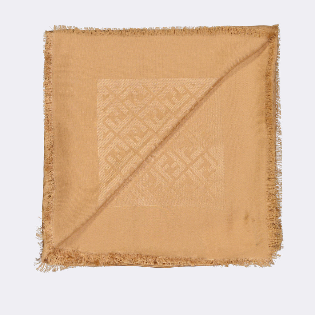 Sciarpe e guanti Châle en soie et laine Fendi Beige Femme