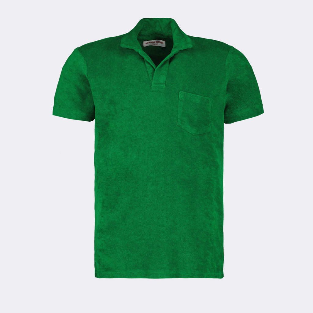Polos Polo en coton éponge Orlebar Brown Vert Homme