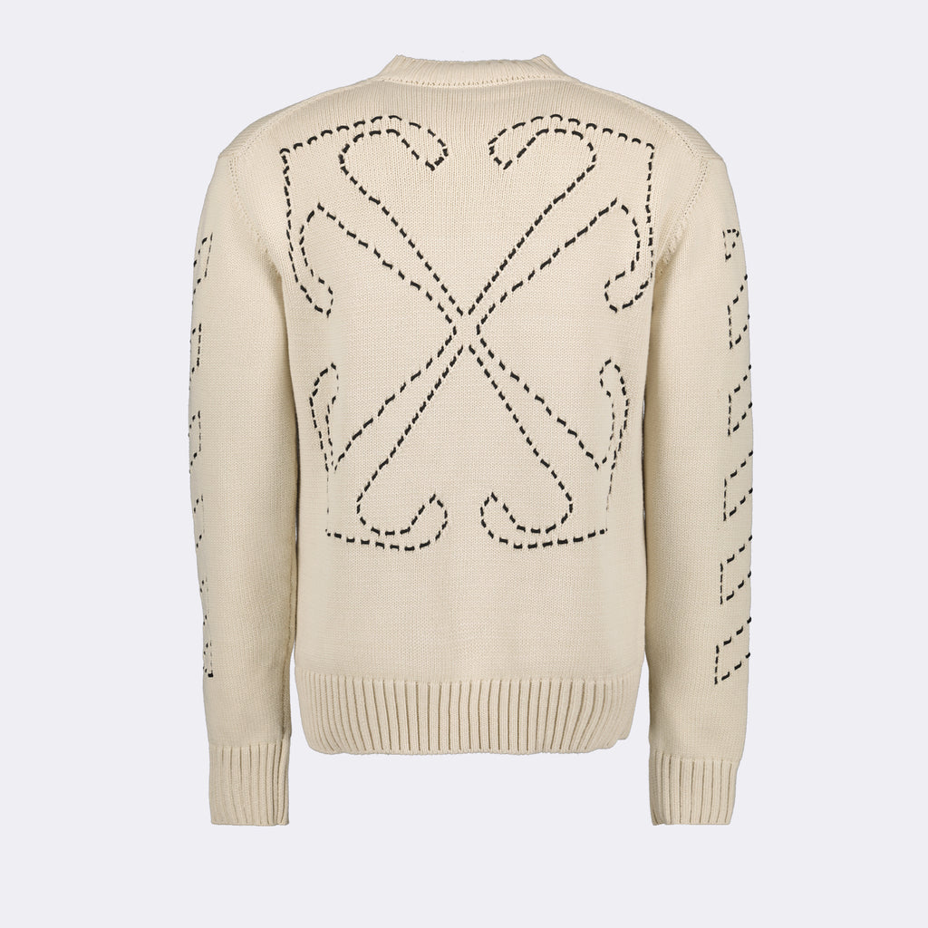 Maille Pull Stitch Arrow Off-White Beige Homme