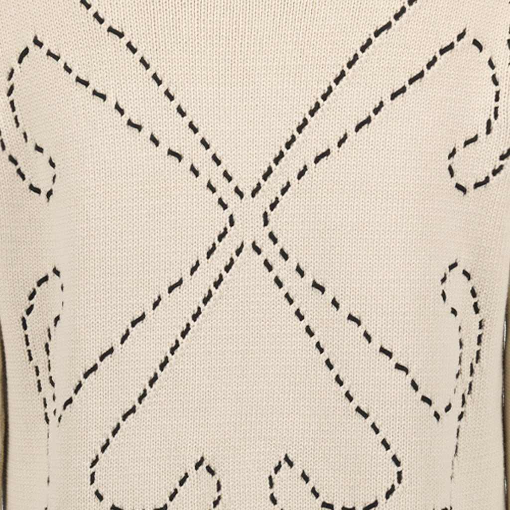 Maille Pull Stitch Arrow Off-White Beige Homme