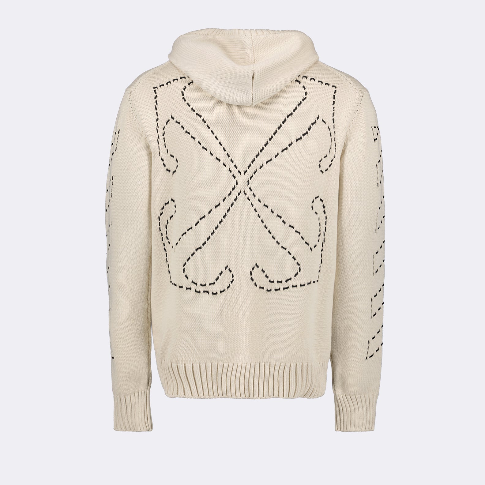 Knitwear Stitch Arrow Hoodie Off-White Beige Man