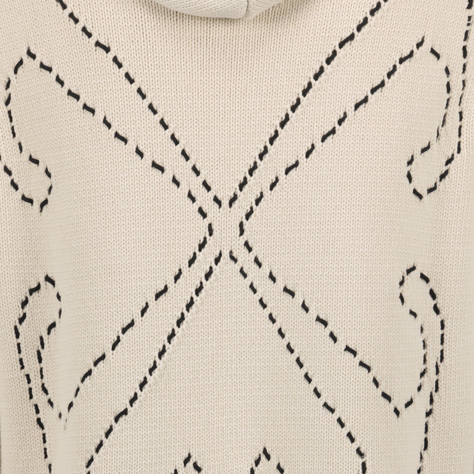 Knitwear Stitch Arrow Hoodie Off-White Beige Man