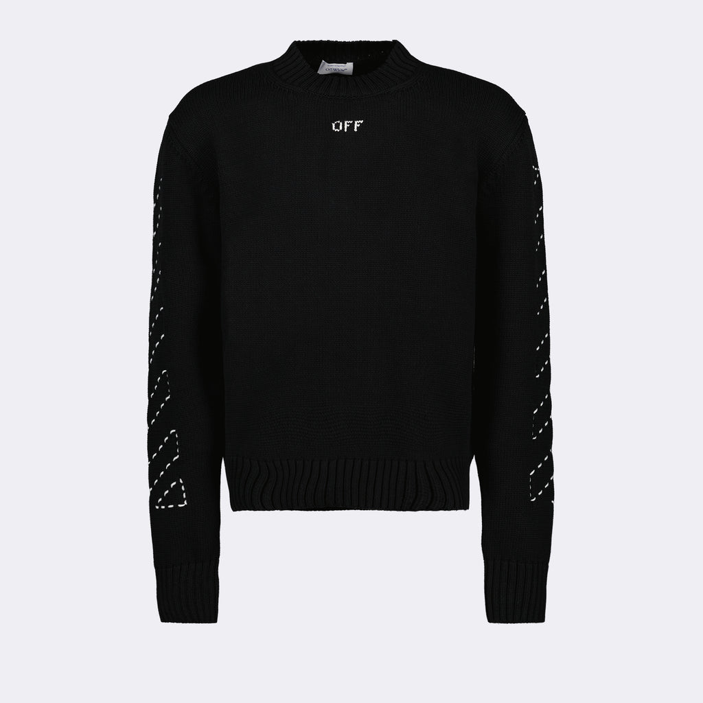 Maille Pull Stitch Arrow Off-White Noir Homme