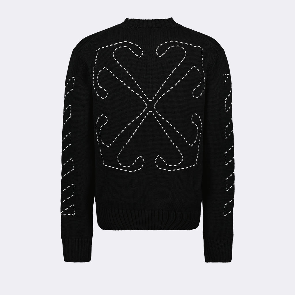 Maille Pull Stitch Arrow Off-White Noir Homme