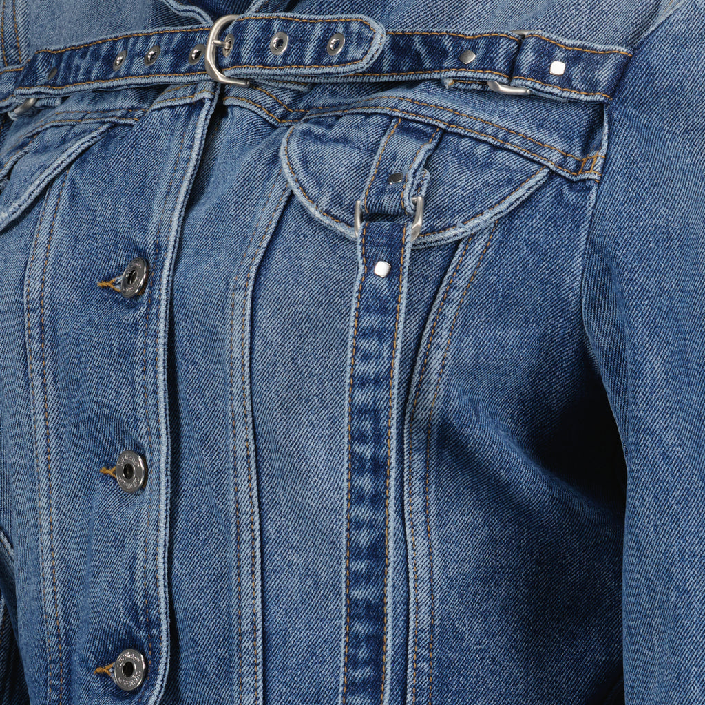 Giacche Giacca in Denim Cargo Off-White Blu Femme