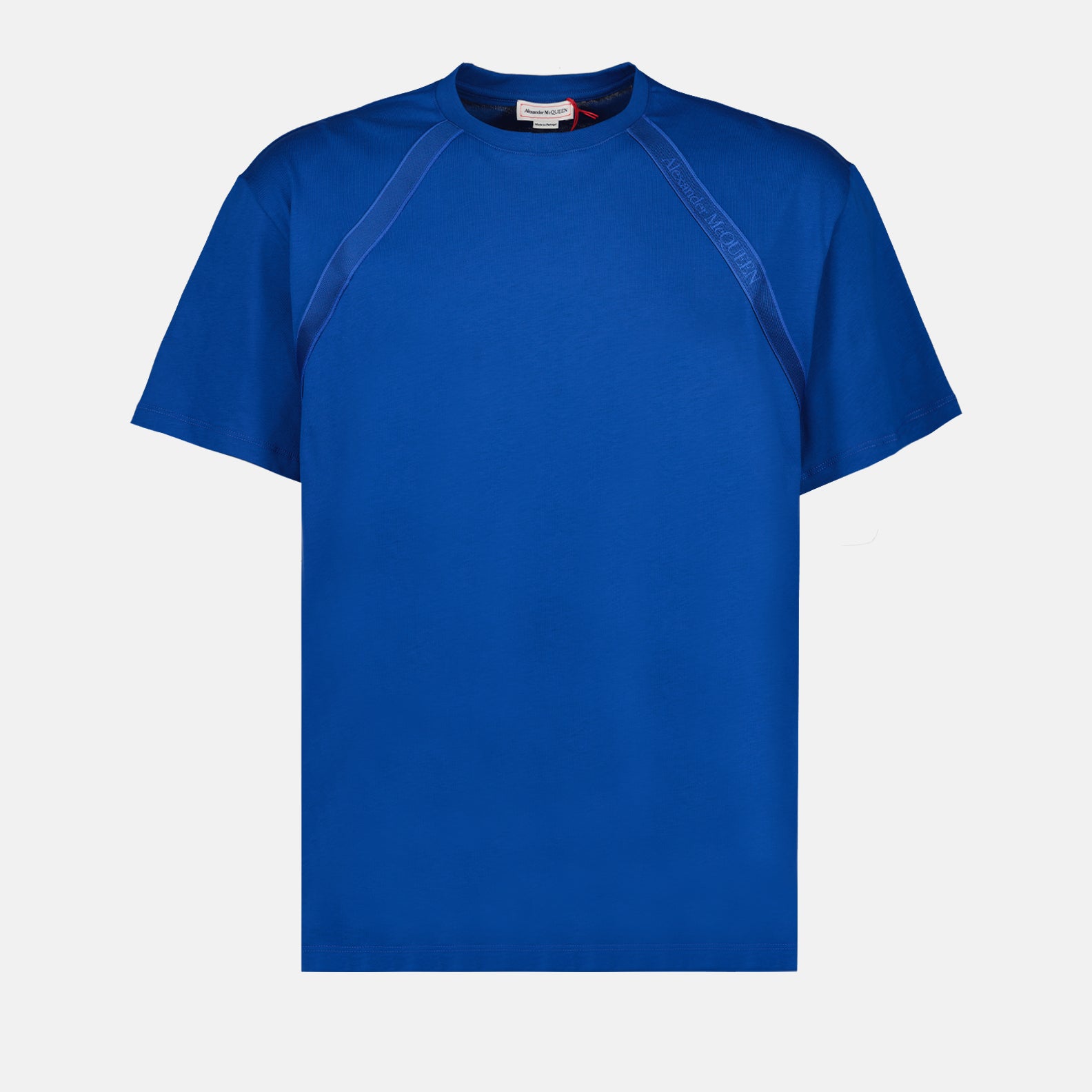 T-shirt T-shirt à logo bande Alexander McQueen Blu Homme