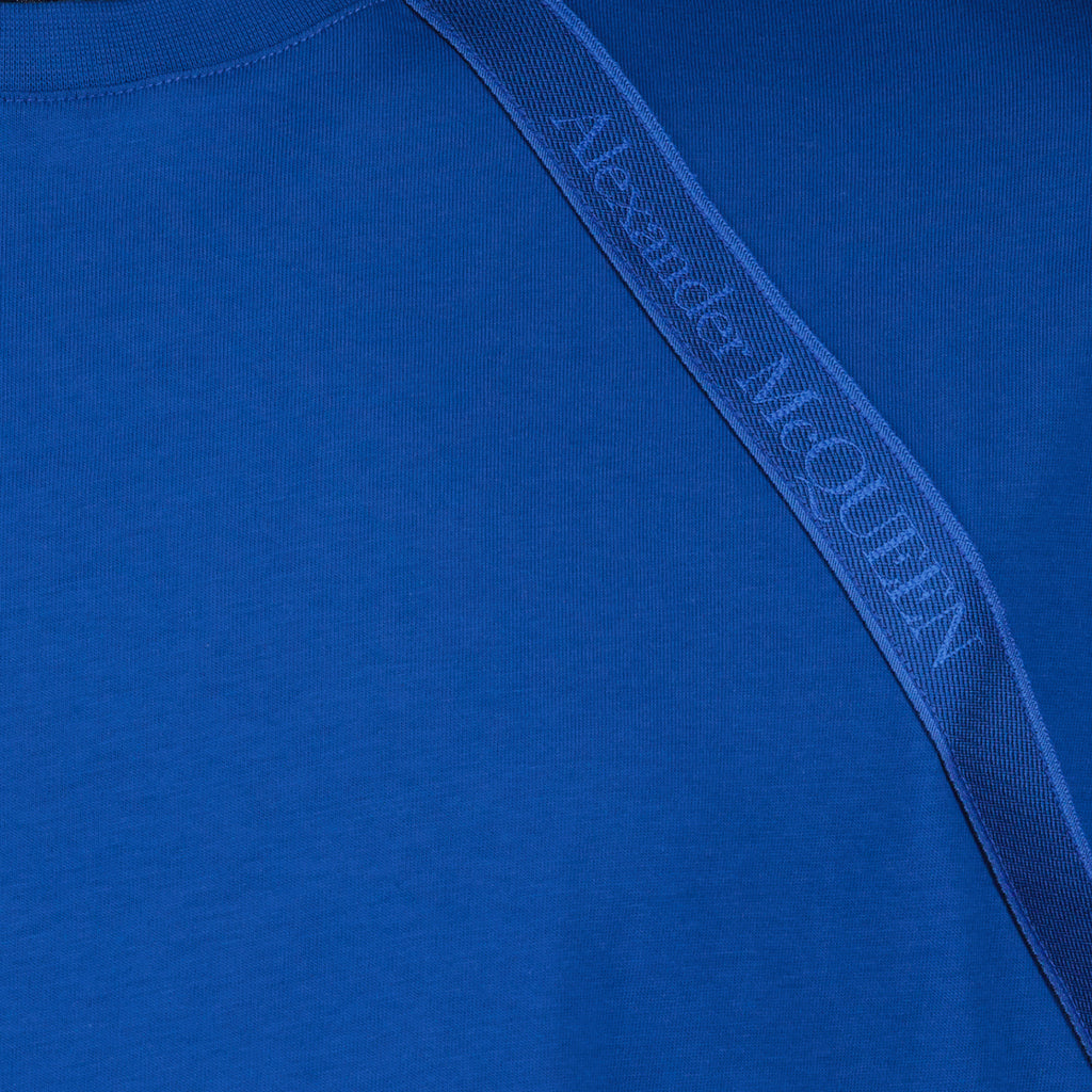 T-shirt T-shirt à logo bande Alexander McQueen Blu Homme