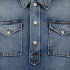 Camicie Camicia in Denim Alexander McQueen Blu Homme