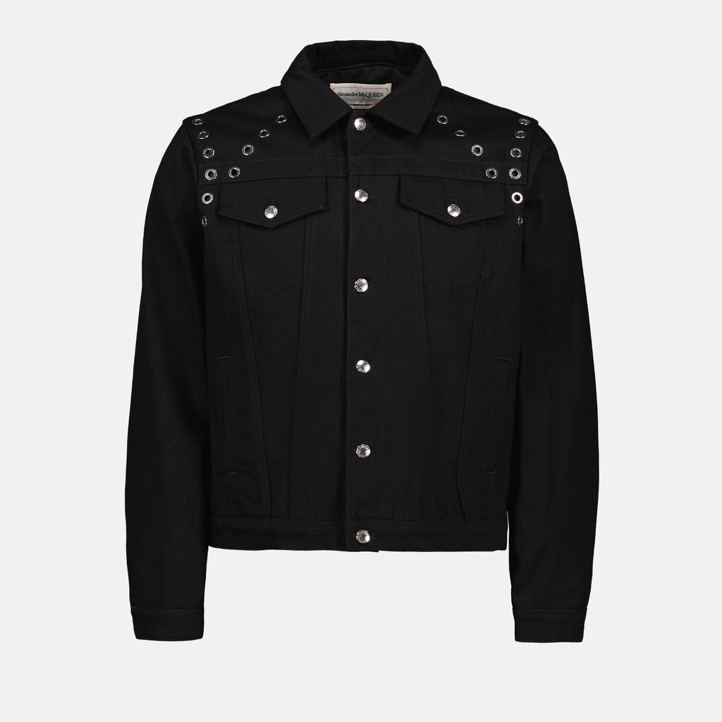 Jackets Eyelet denim jacket Alexander McQueen Black Homme