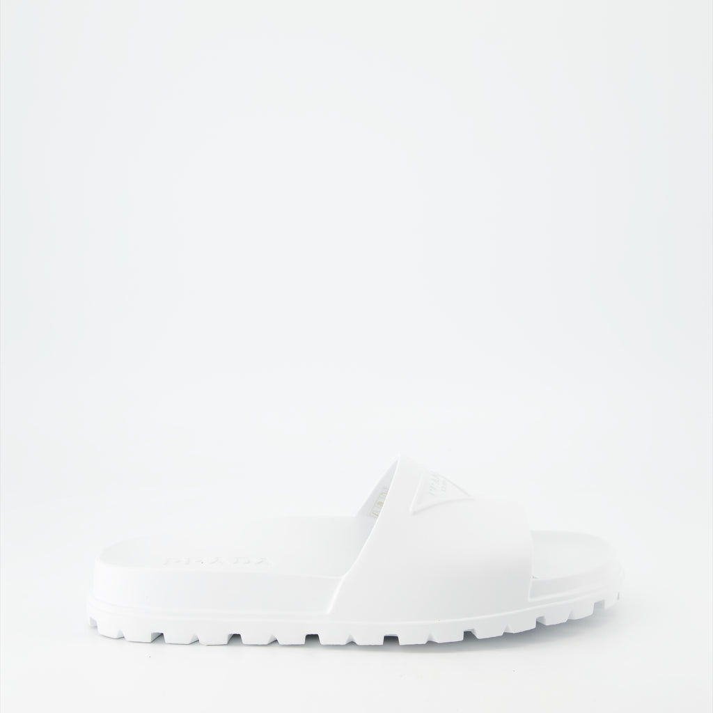 Open shoes Logo slides Prada White Man
