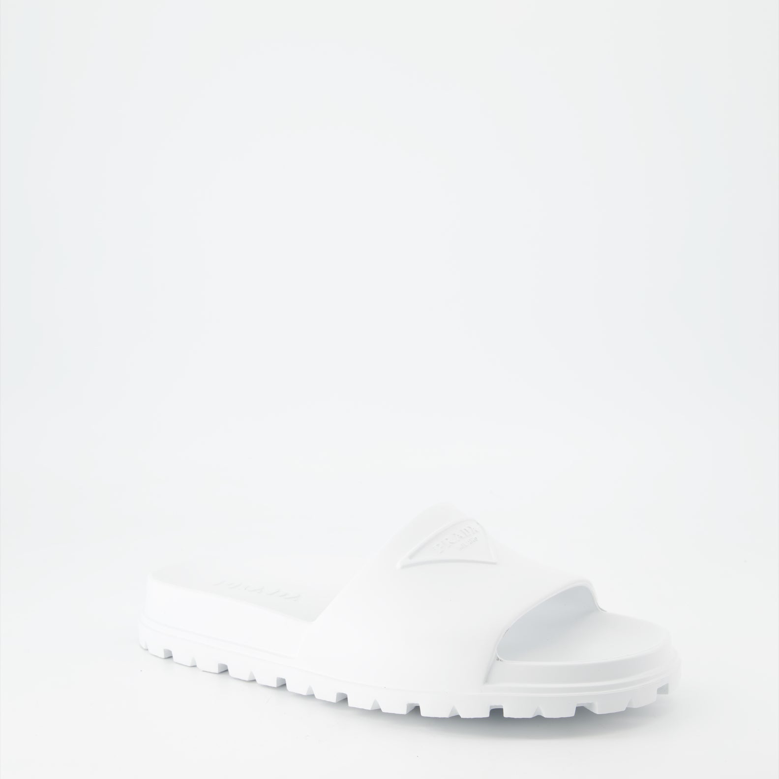 Open shoes Logo slides Prada White Man