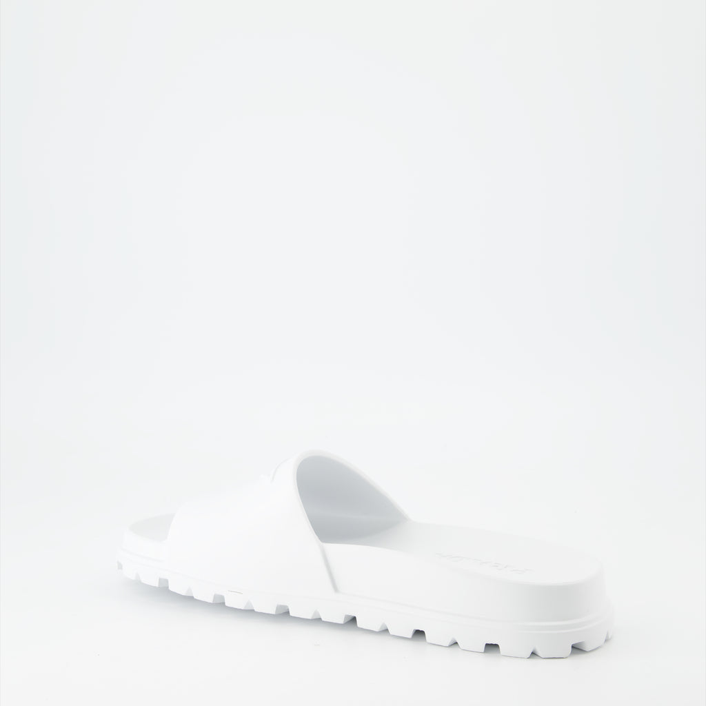 Open shoes Logo slides Prada White Man