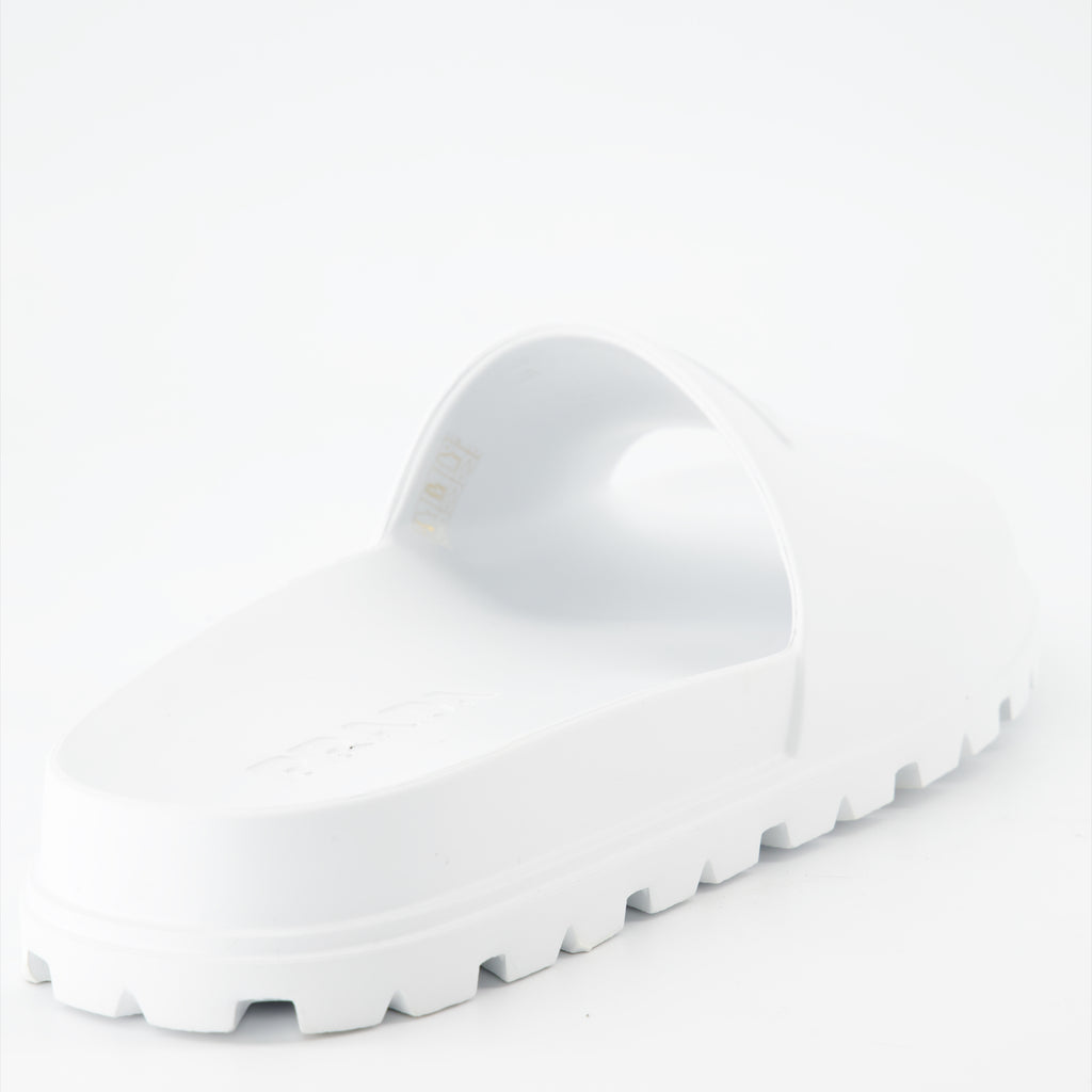 Open shoes Logo slides Prada White Man