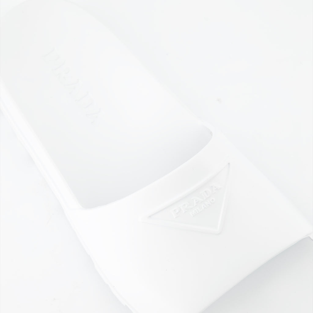 Open shoes Logo slides Prada White Man