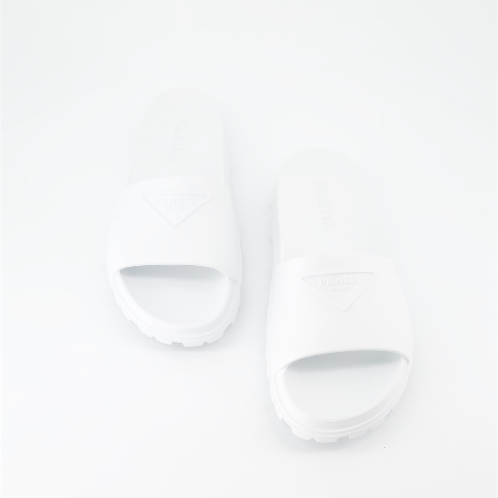 Open shoes Logo slides Prada White Man