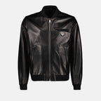 Manteaux Blouson en cuir réversible Prada Noir Homme