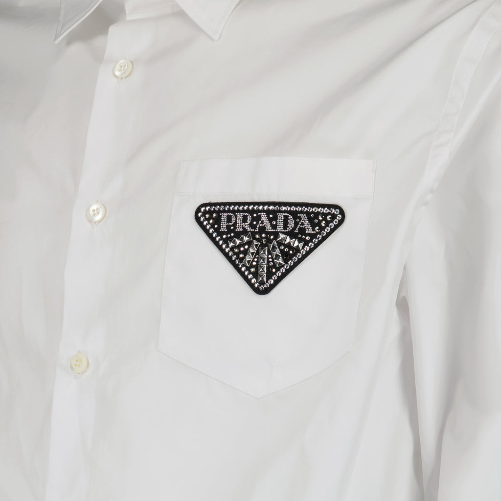 Shirts Triangle logo shirt Prada White Man