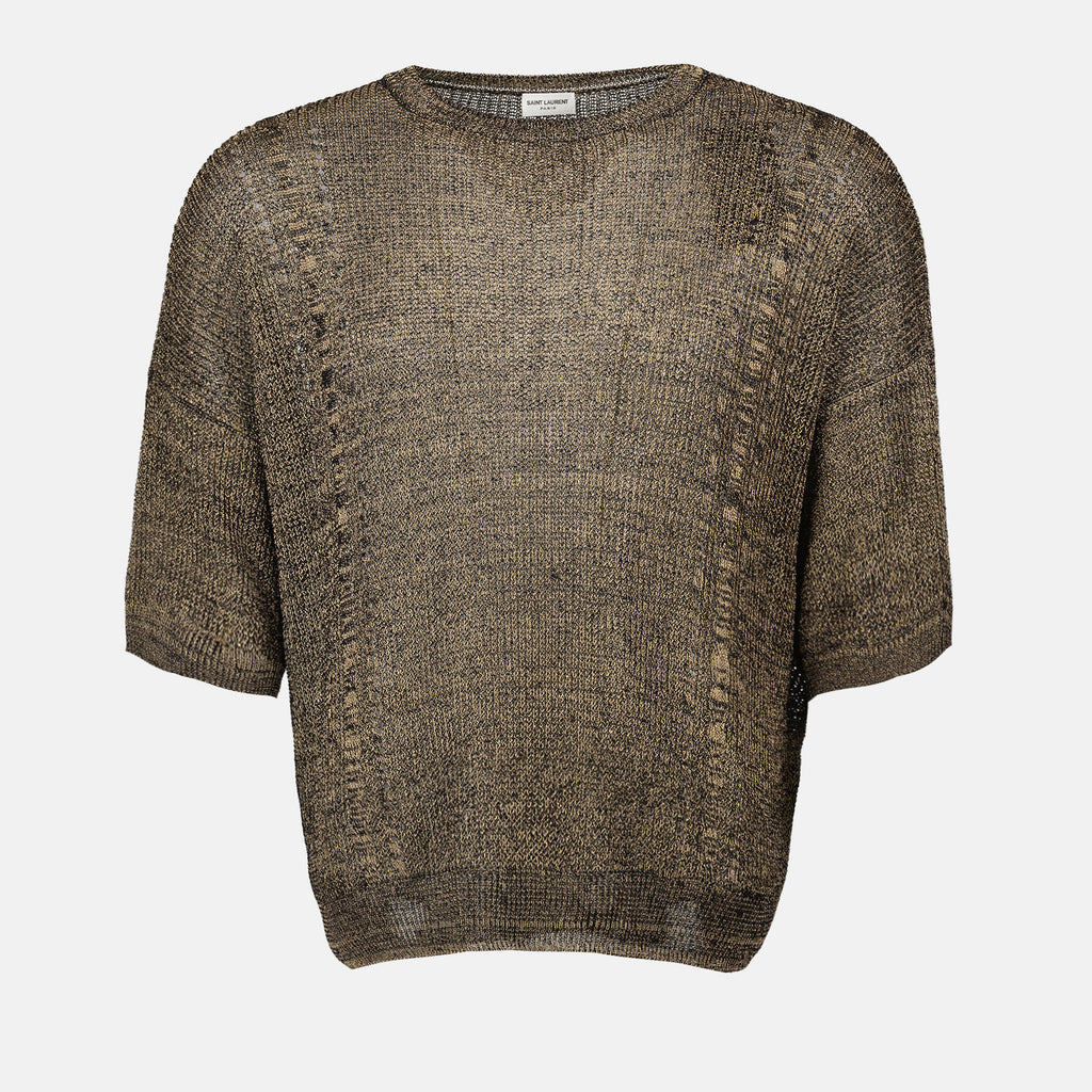 T-shirt T-Shirt in Maglia Saint Laurent Marrone Homme
