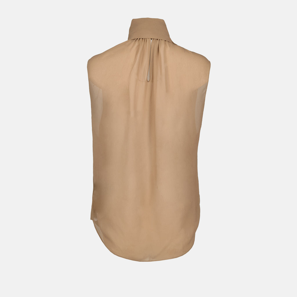 Tops Blouse à col Lavallière Saint Laurent Marron Femme