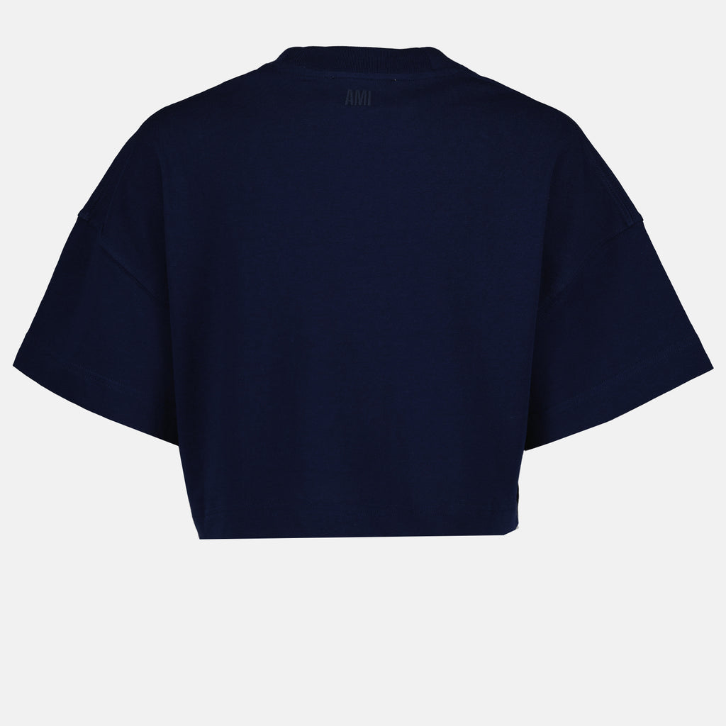 T-shirts T-shirt cropped à logo Ami PARIS Bleu Femme