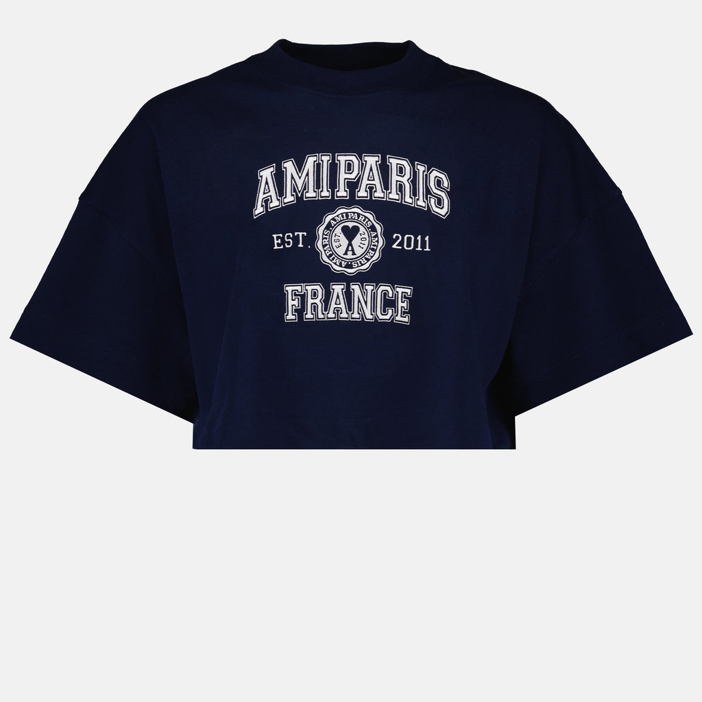 T-shirts T-shirt cropped à logo Ami PARIS Bleu Femme