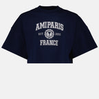 T-shirts T-shirt cropped à logo Ami PARIS Bleu Femme