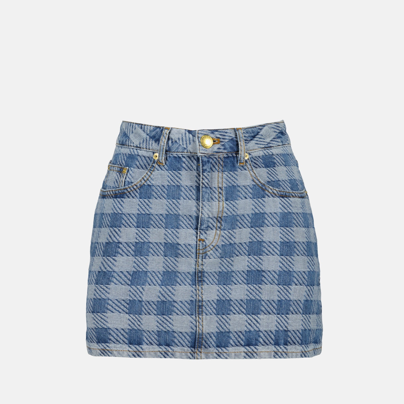 ギンガムジャガードデニムミニスカート