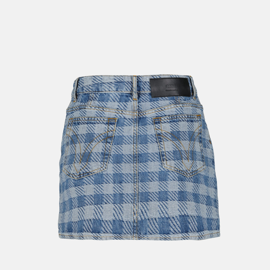 スカート ギンガムジャガードデニムミニスカート Ami PARIS 青 女性