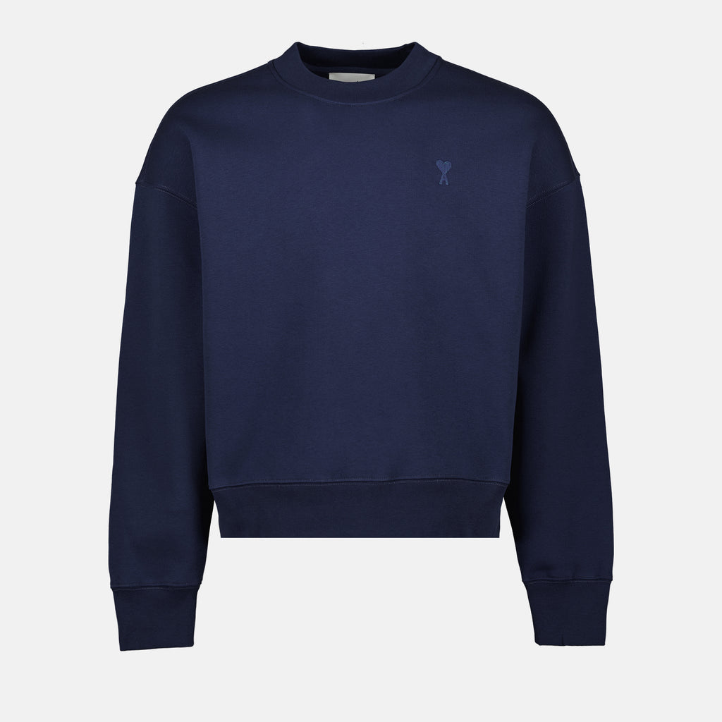 Sweatshirts Sweatshirt à logo brodé Ami PARIS Bleu Unisexe