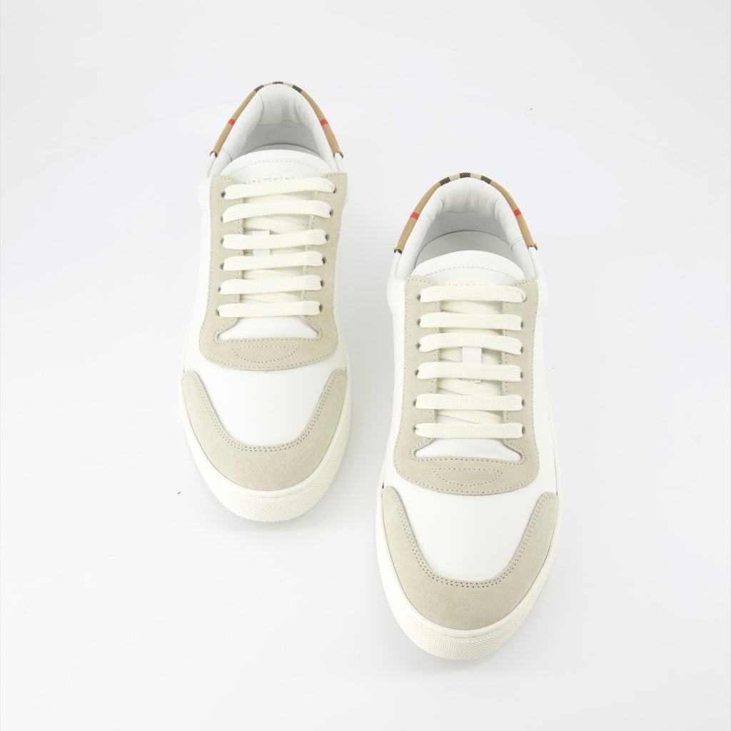 Tênis Baskets en cuir et suède Burberry Branco Homme