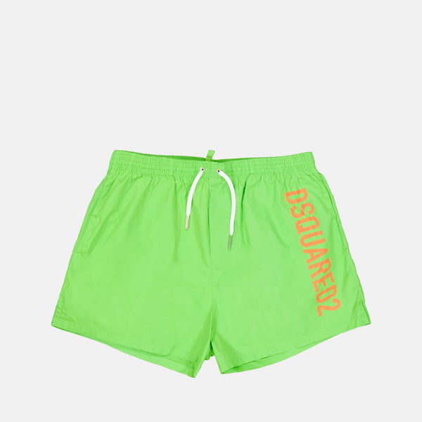 Short de bain été homme Dsquared2 noir nylon grand logo