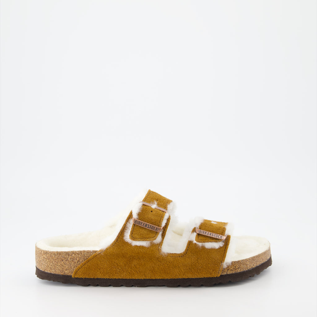 Open shoes Arizona Slippers Birkenstock Brown Man