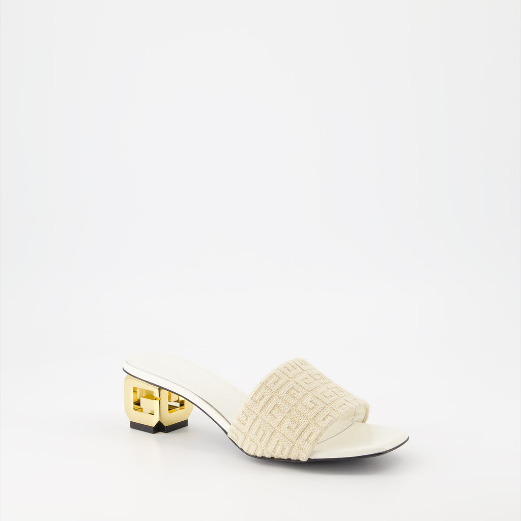 Chaussures ouvertes Mules G Cube en jute 4G Givenchy Beige Femme