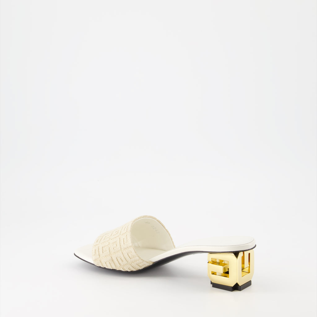 Chaussures ouvertes Mules G Cube en jute 4G Givenchy Beige Femme