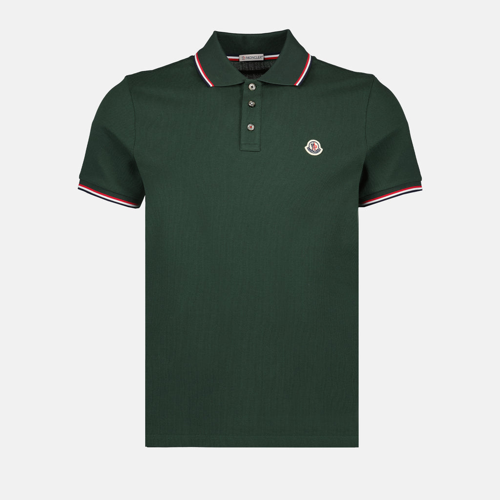 Polos Polo à logo et liseré Moncler Kaki Homme