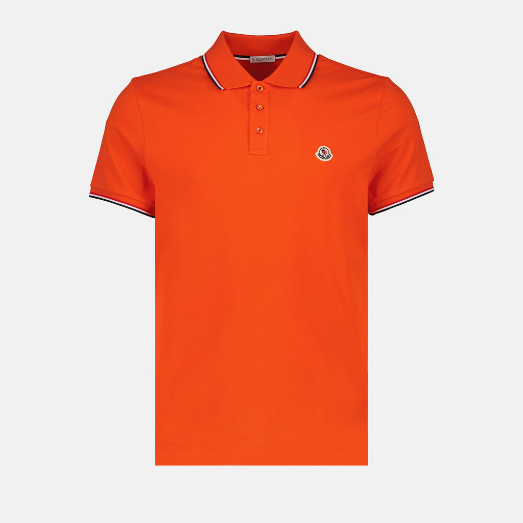 Polos Polo à logo et liseré Moncler Orange Homme