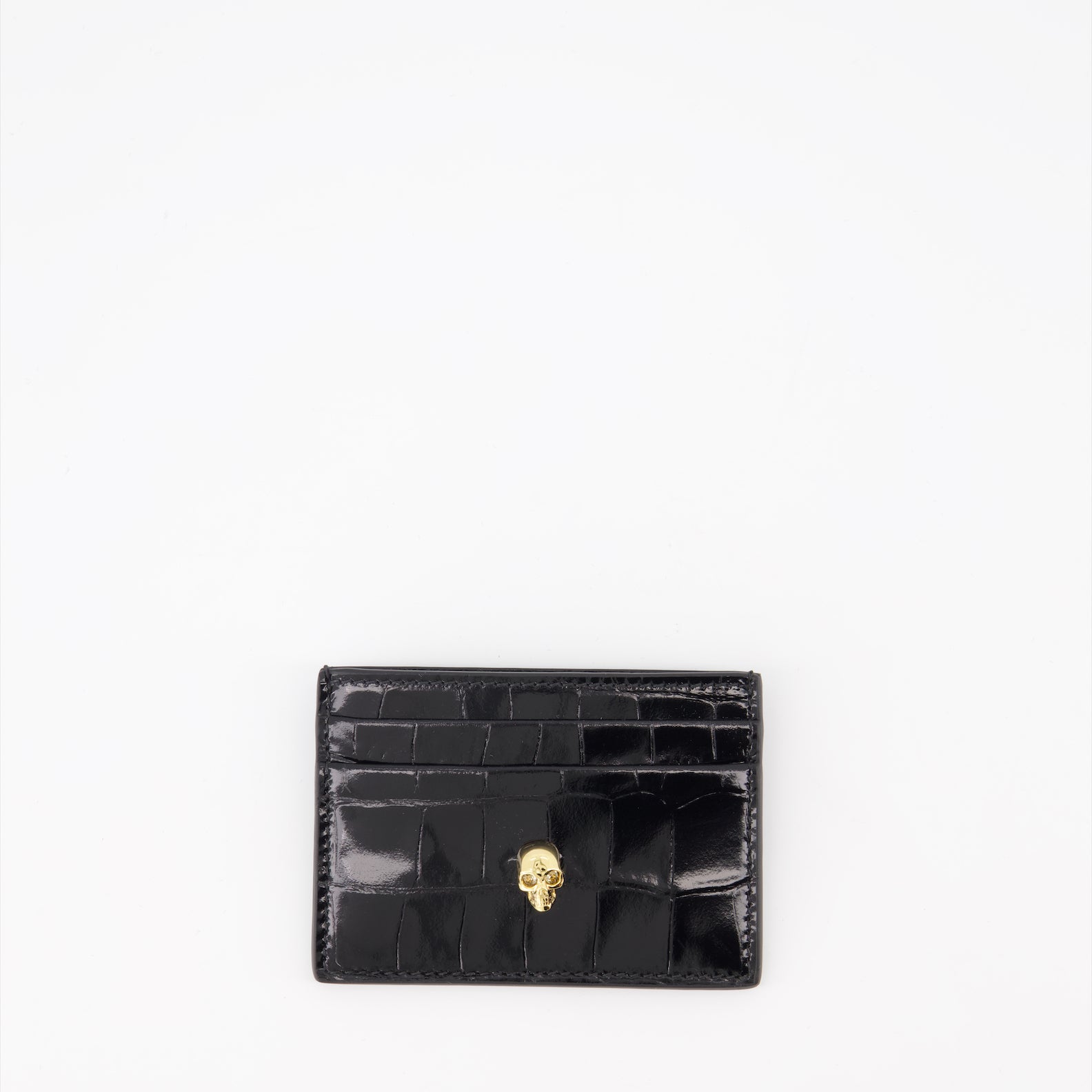 Pequeños artículos de cuero Porte-carte Skull Alexander McQueen Negro Femme