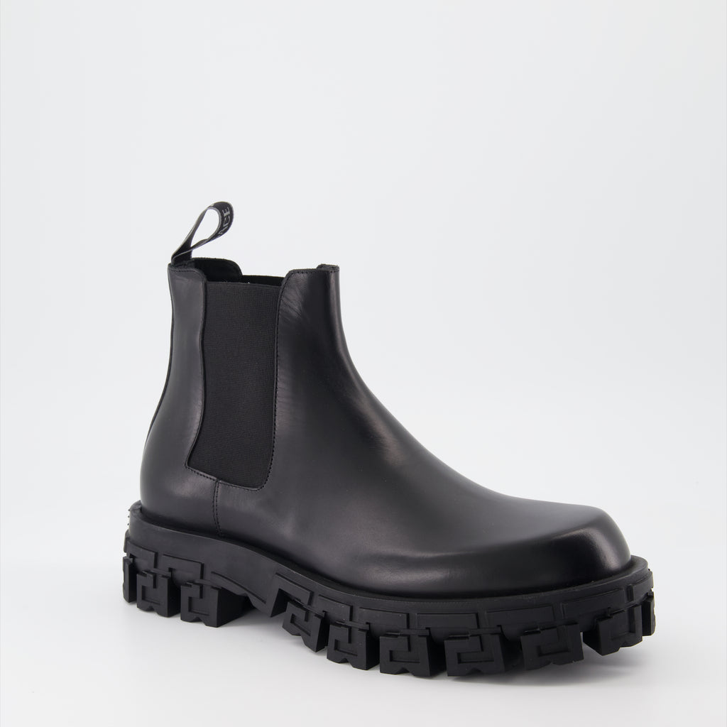 Boots and ankle boots Greca Chelsea Boots Versace Black Man