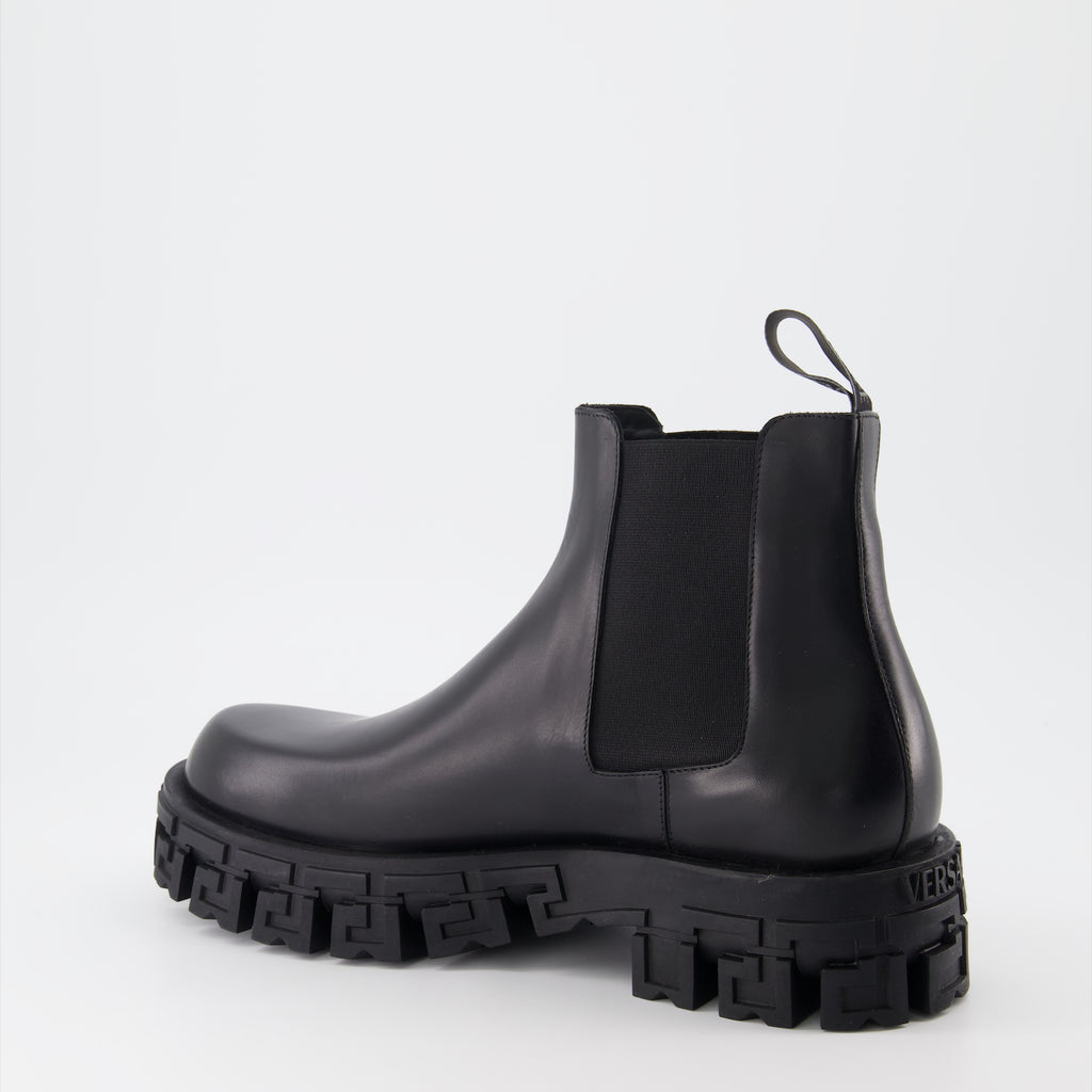 Boots and ankle boots Greca Chelsea Boots Versace Black Man