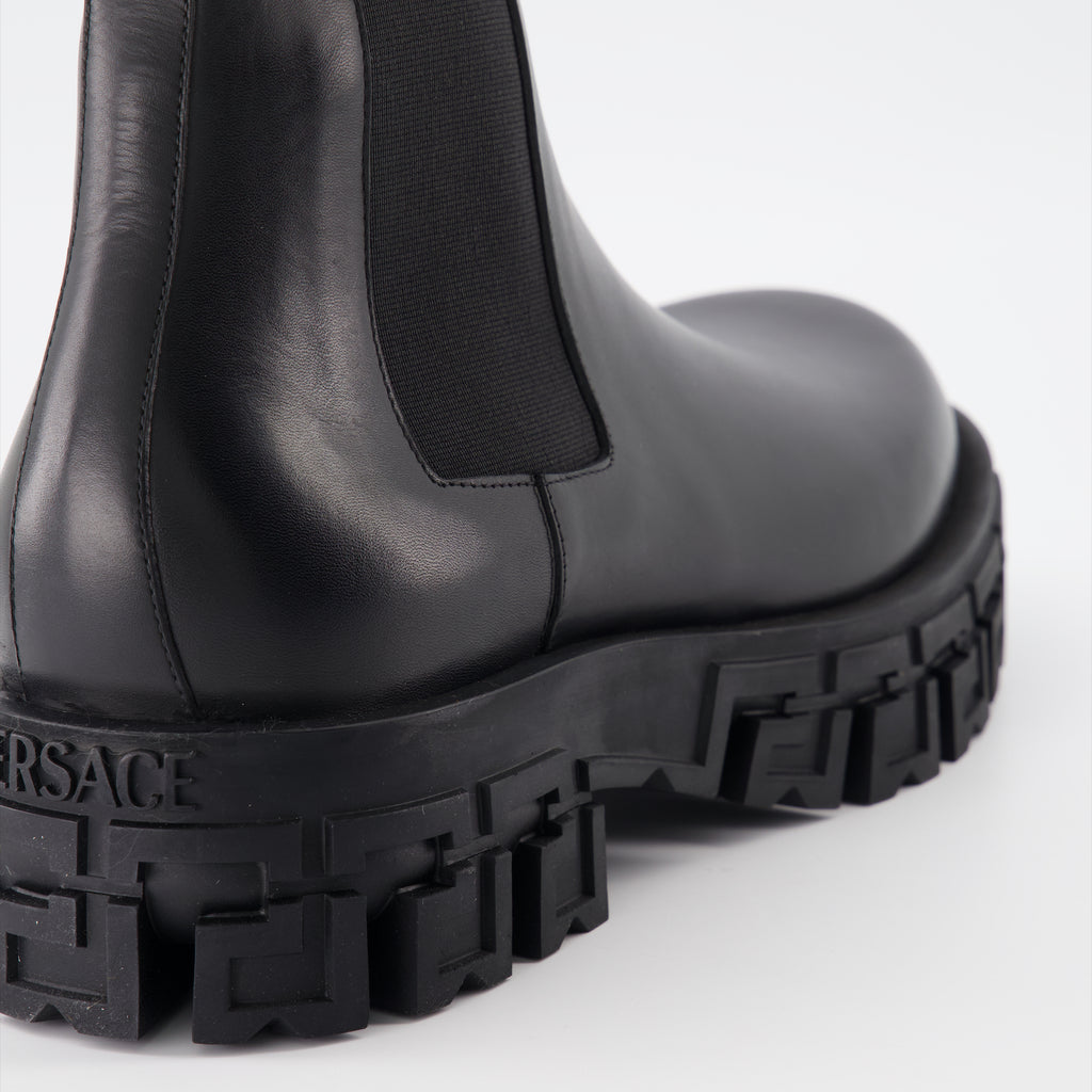 Boots and ankle boots Greca Chelsea Boots Versace Black Man
