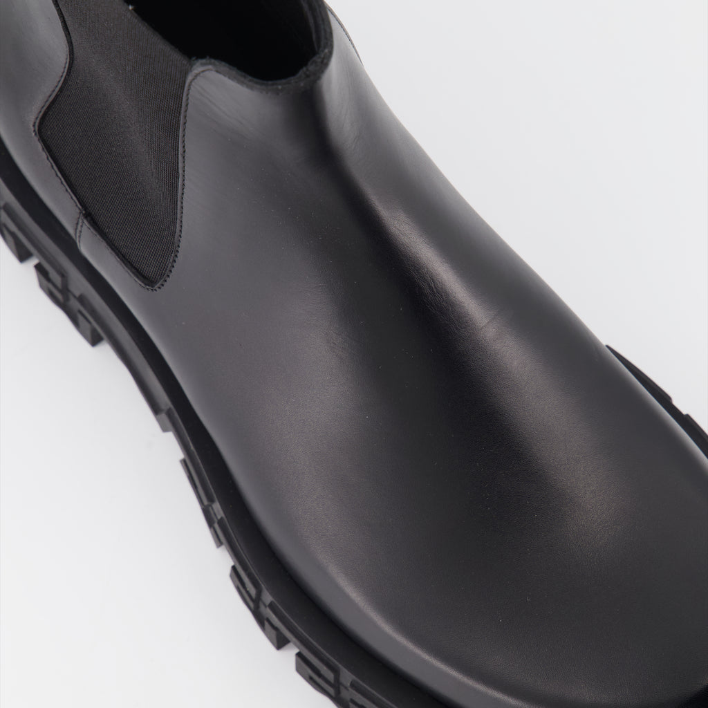 Boots and ankle boots Greca Chelsea Boots Versace Black Man