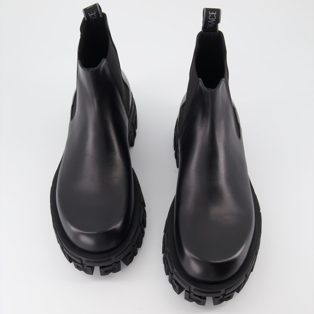 Boots and ankle boots Greca Chelsea Boots Versace Black Man