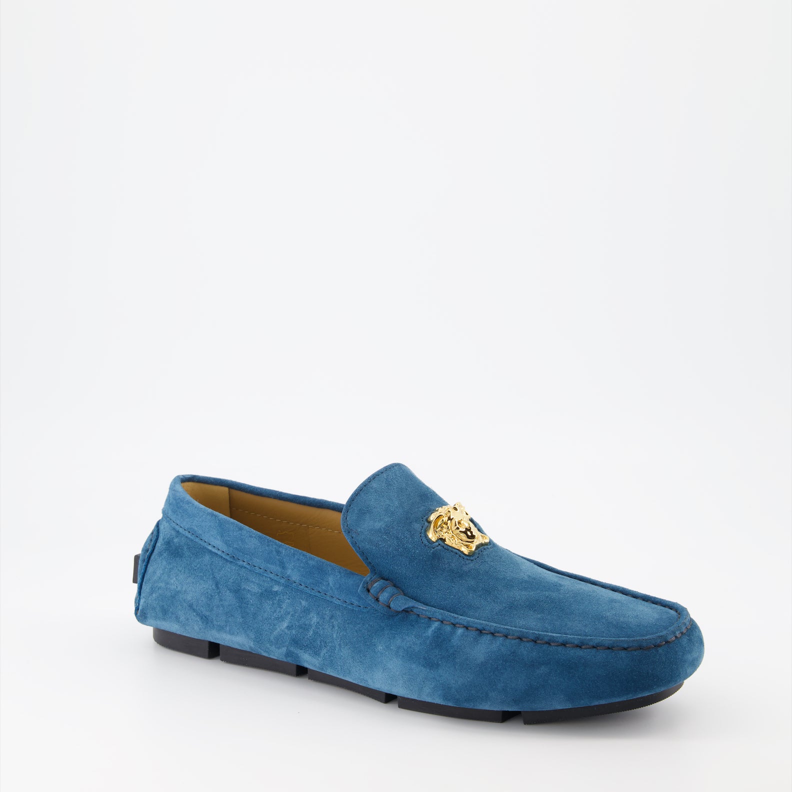 blue versace dress shoes Medusa satin slingback sandals in blue - Versace