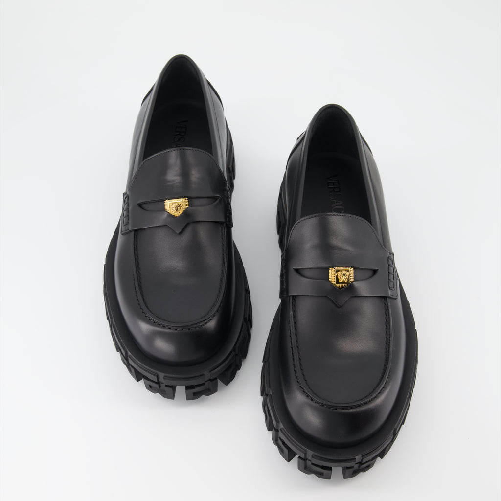 Loafers Greca Portico Loafers Versace Black Man